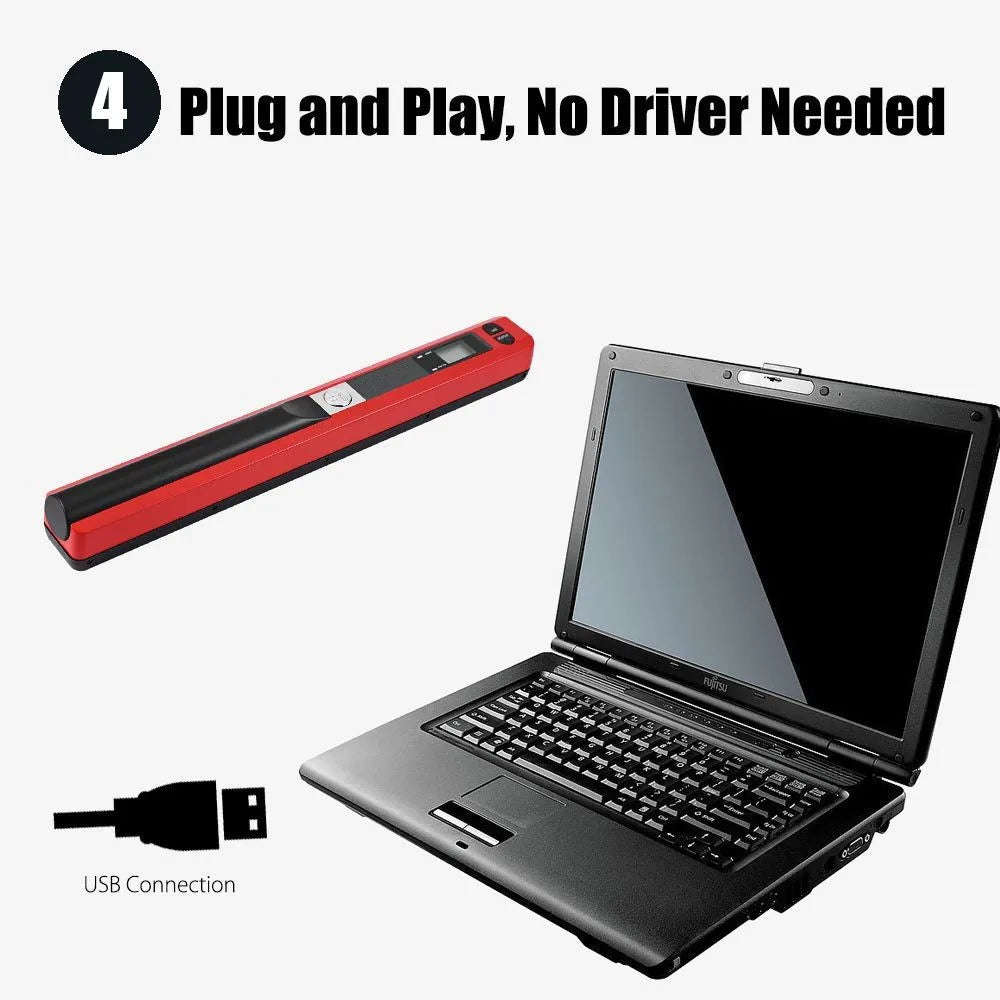 ScanPro A4 Handscanner Stift - 900dpi, Akku 2000mAh Kompakt