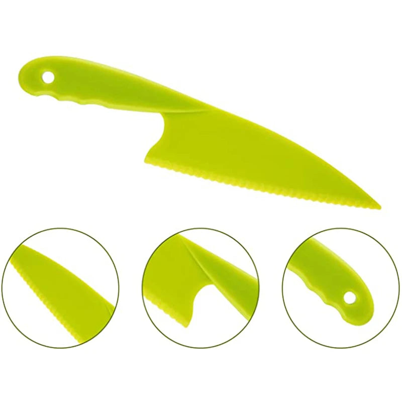 Kid Plastic Kitchen Knife Set Children's Safe Cooking Chef Nylon Knives For Fruit Bread Cake Salad Lettuce Knife
