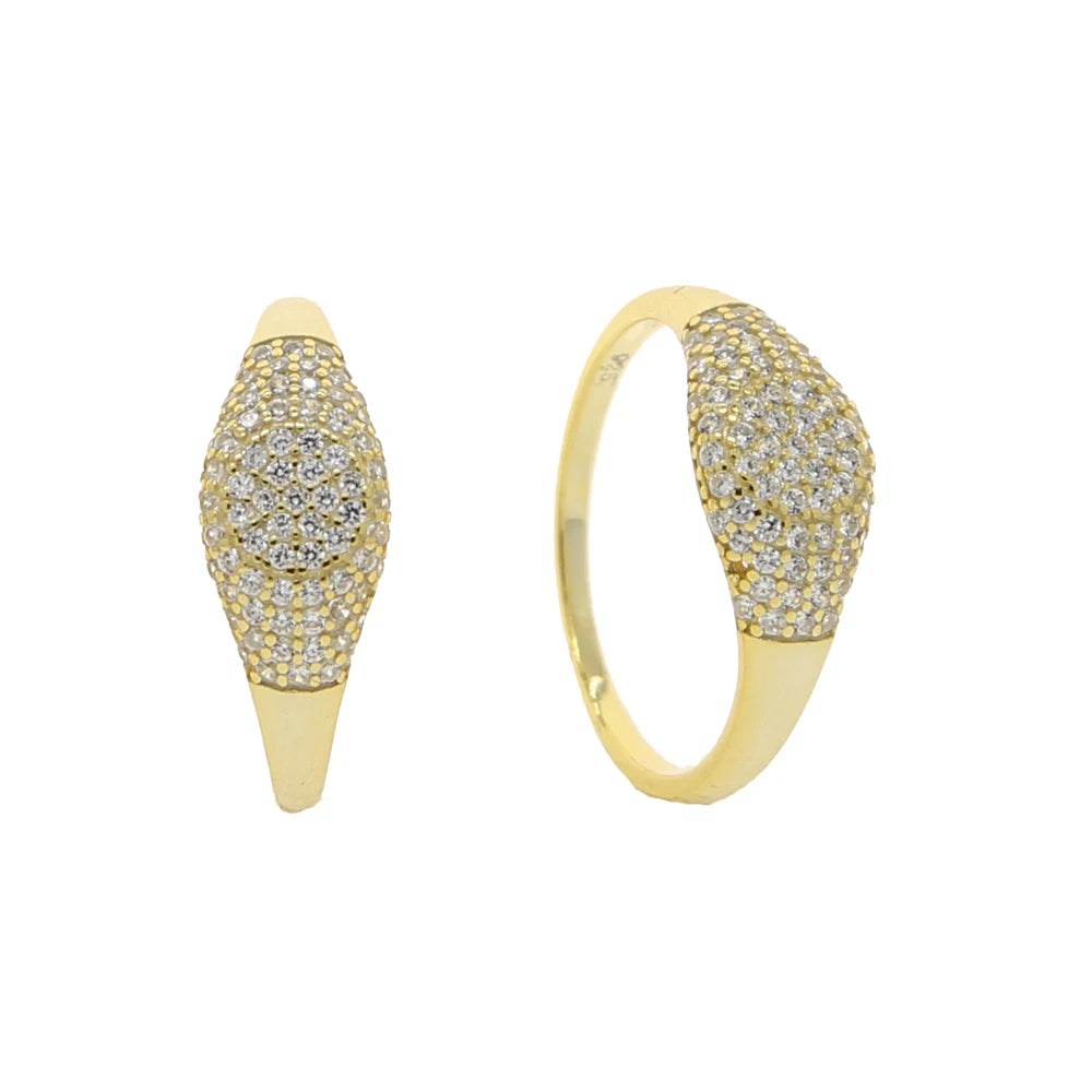 JYZSHINY Dome Ring Glänzend - 925 Sterling 4.65g Micro CZ