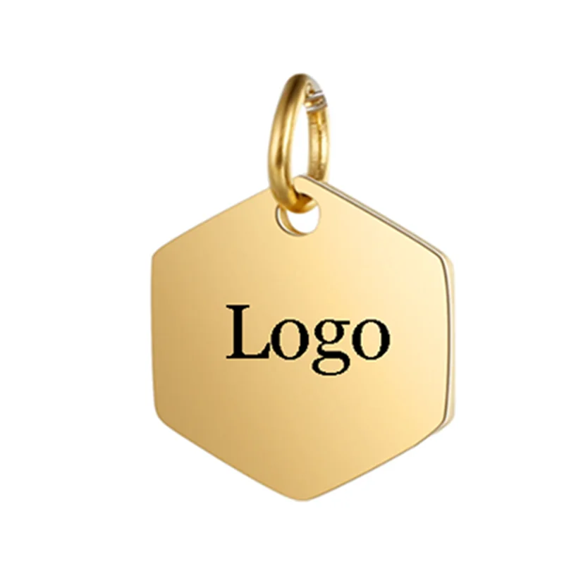 Edelstahl Anhänger Poliert - 5 Stück Gravur 2-Loch 20mm