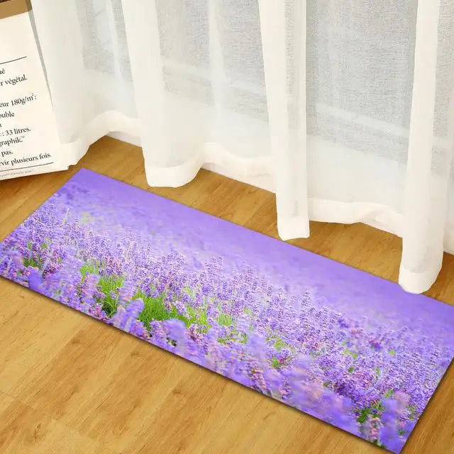 Non-slip Kitchen Mat Flannel Floor Mat Carpet Purple lavender Home Entrance Doormat Modern Rug Bedroom Living Room Tatami Tapete