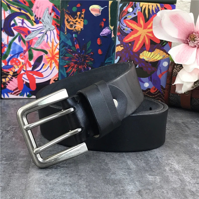 Herren Ledergürtel 2025 - Super Wide 4.2CM Luxury Thick Genuine Leather Double Buckle