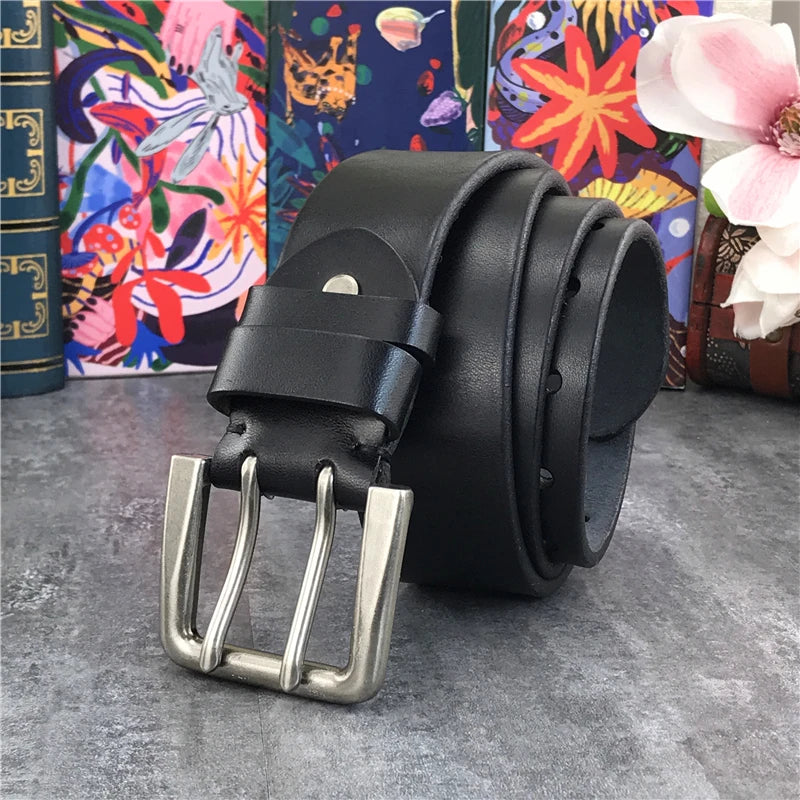 Herren Ledergürtel 2025 - Super Wide 4.2CM Luxury Thick Genuine Leather Double Buckle