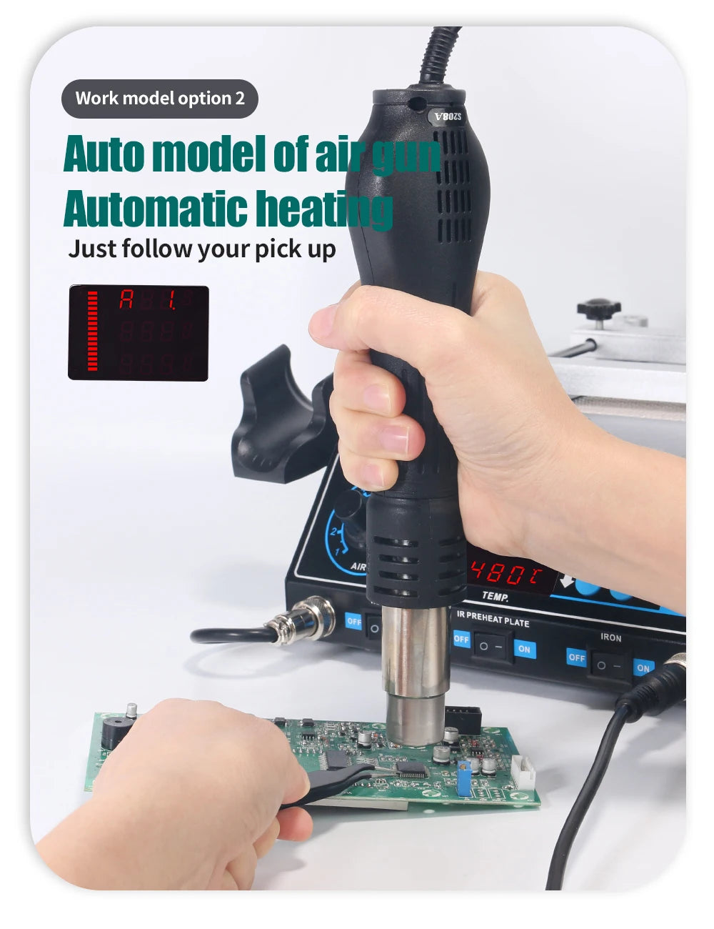 YIHUA 853AAA 1200W Preheating Station PCB Preheater Soldering Station BGA Rework Station Soldering Iron Heat Gun Welding Station