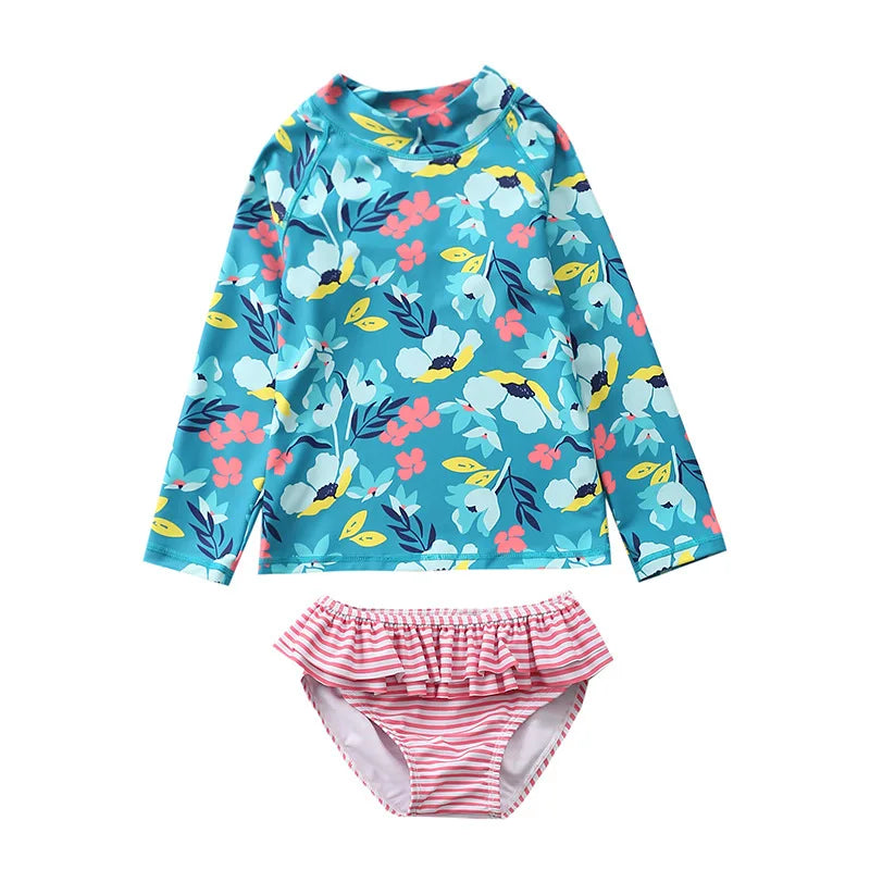 Kinder-Badeanzug 2025: KLEINE KINDER Einhorn Rash Guards Langarm - Zweiteilige Kinder Schwimmkleidung Strand Baby Mädchen UV-Schutz