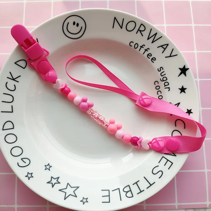 Baby Schnuller Clip Kette Silikon Perlen - Verstellbare Befestigung Nippel Dummy Halter - Anhänger für Mädchen Neugeborene Zubehör Geschenke