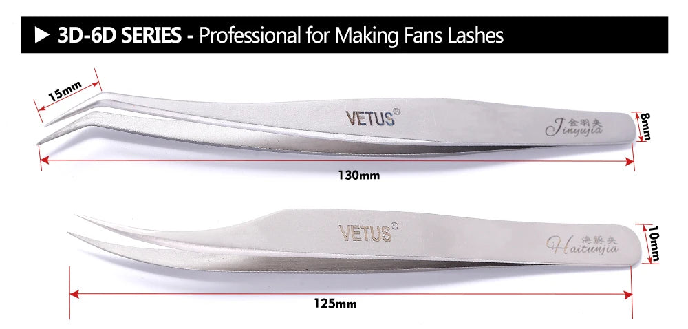 Makeup Professional Eyelash Tweezers 3D Volume Eyelash Extension Tweezer Fan Lash Eyebrow Tweezers VETUS Excellent Closure