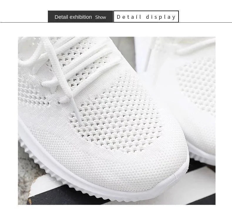 Women's Shoes 2021 Spring White New Breathable Sports Mesh Versatile Summer Hollow Walking Flying Woven No-slip Ladies Sneakers