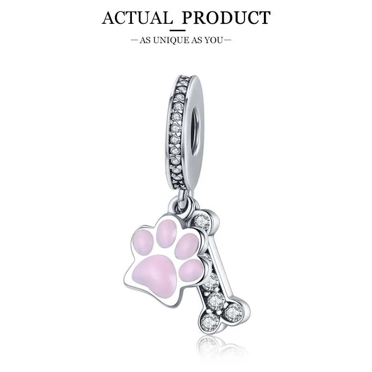 Sterling Silber Anhänger: WOSTU 925 DIY Armband Charms AAA Cubic Zirkonia - Haustier Kamera Biene Kaffee Marienkäfer Perlen Original 1.9g