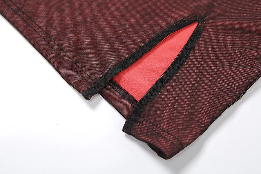 Mesh Double Layer elegant Skinny Dress Women Sleeveless Party Bodycon 2023 Bandage Elastic Split Trend Clubwear Slim Outfit