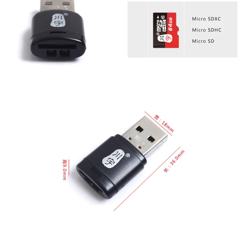 High-Speed USB 2.0 Micro SD Kartenleser Adapter mit TF Kartensteckplatz