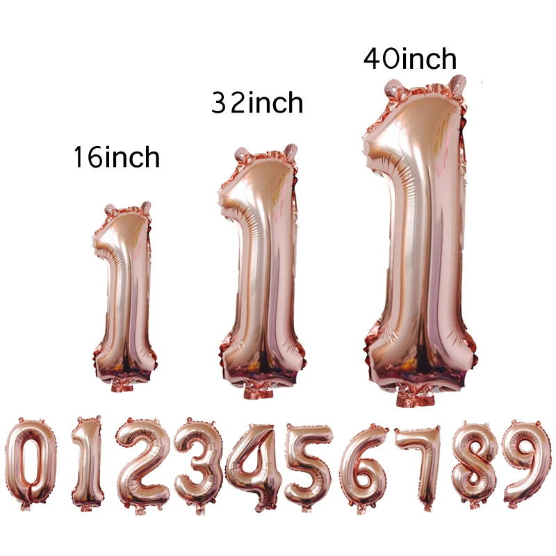 PartyPro Zahlballon Rosegold - 16 32 40 Zoll Hochzeit