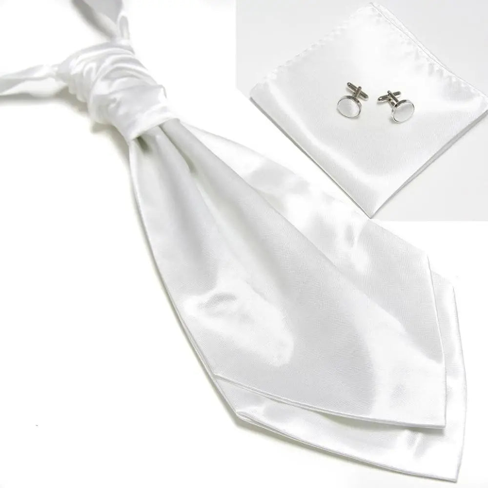 HOOYI 2019 cheap solid men's neck tie set Hanky cufflinks fashion necktie cravate ascot neckwear neckcloth Pocket square