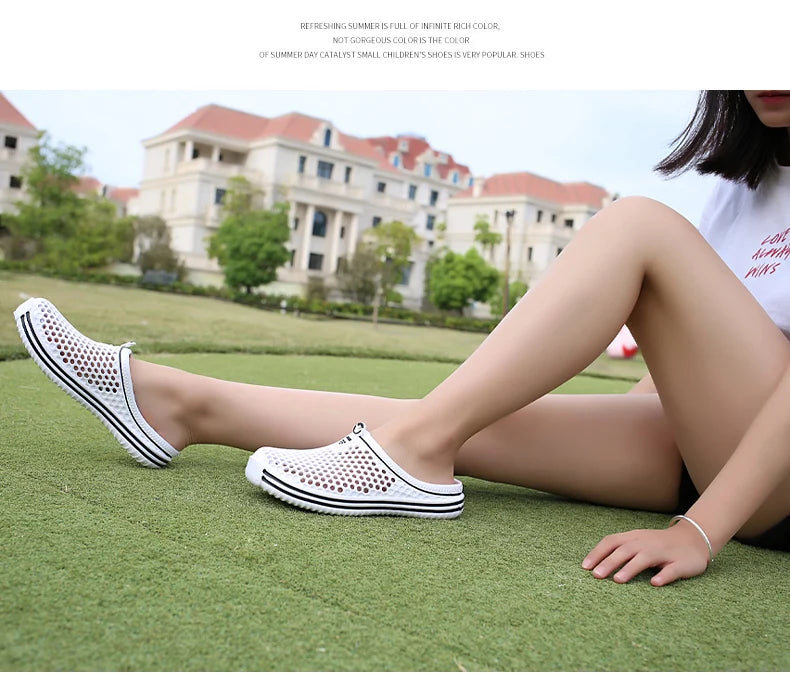 POLALI Damen Sandalen 2023 Sommer Sandalen Mode Ausgehöhlt Atmungsaktiv Strand Hausschuhe Flip Flops EVA Massage Hausschuhe Sandalen