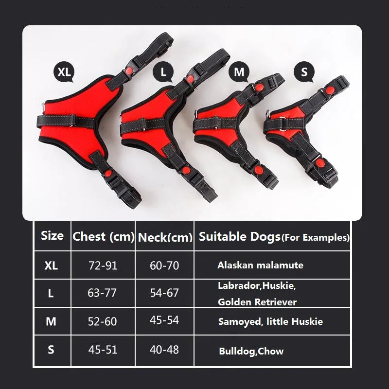 Nylon Heavy Duty Dog Pet Harness Collar Adjustable Padded Extra Large Medium Small Dog Harnesses Vest Husky Big Dogs Products