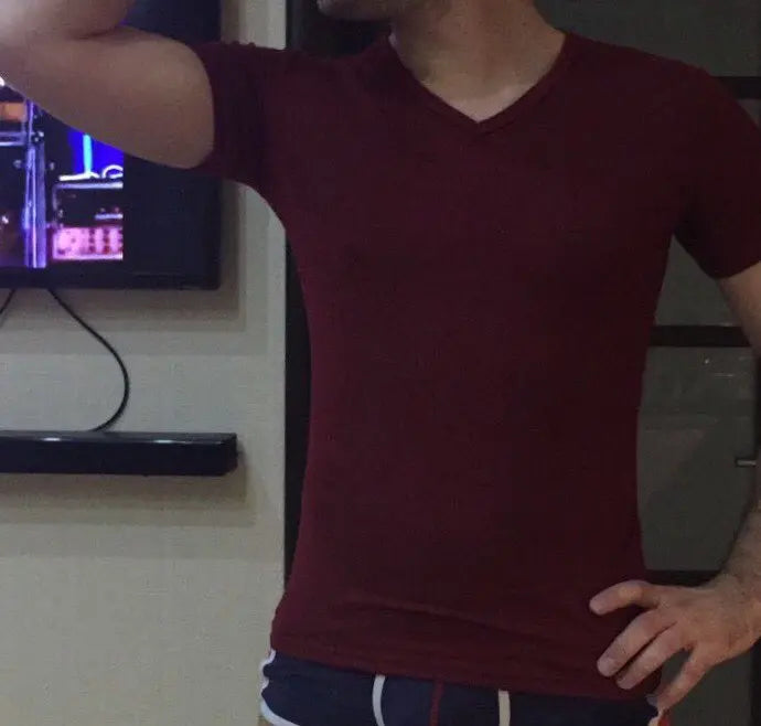 MRMT V-Neck T-Shirt - 10 Farben S-5XL Gestrickt Baumwolle