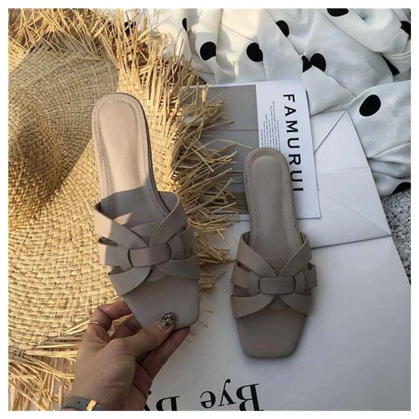 DONLEE QUEEN Frauen Marke Hausschuhe Sommer Slides Offene Zehe Flach Casual Schuhe Freizeit Sandale Weiblich Strand Flip Flops Große Größe 35-41