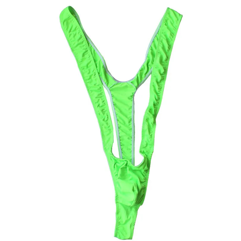 TiaoBug Mankini Tanga Brazilian 2025: Helle Fluoro Over-the-Shoulder Design Borat Style - Elegant Herren V-Ausschnitt Atmungsaktiv 70-100cm Strand