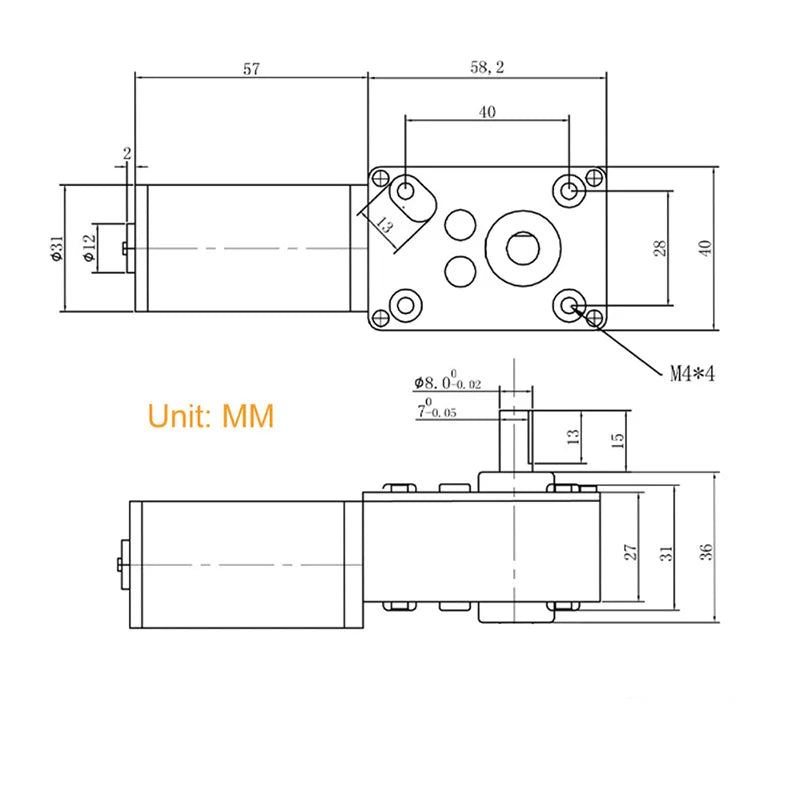 Worm Gear Motor 12V 24V Reversed 12-470rpm DC Motor High Torque 3.4-70kg Self-Lock For Curtain Machine Customized Home Equipment