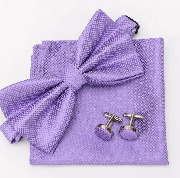 Mens Tie Set Bowtie Cravat Cufflinks Fashion Butterfly Party Wedding Bow Ties for Men Girls Candy Solid Color Bowknot Wholesale