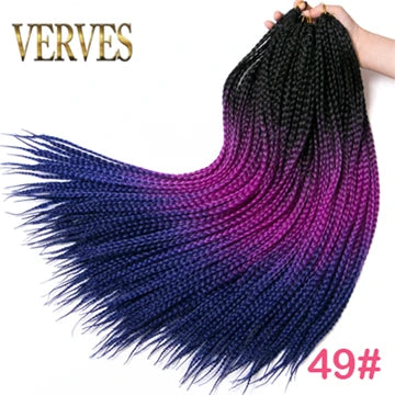 VERVES Crochet Braids Sintetice 24 inch Box Braid 22 Rădăcini/Buc Extensii de Păr Ombre Împletitură de Păr Fibră Călduroasă Împletitură Vrac Roz, Negru