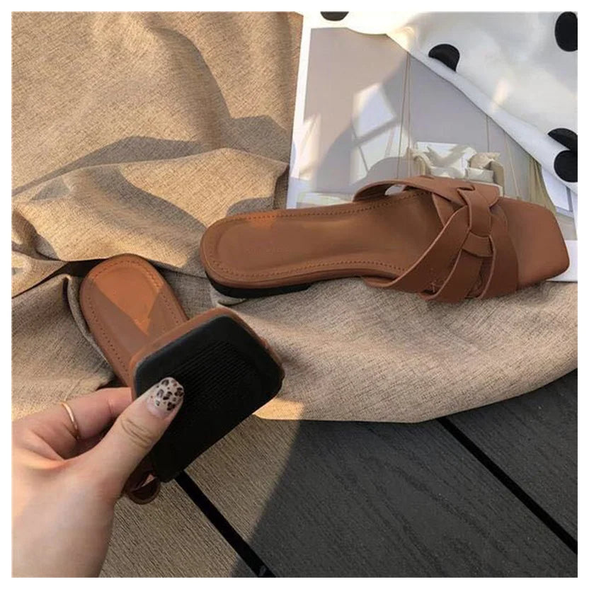 DONLEE QUEEN Frauen Marke Hausschuhe Sommer Slides Offene Zehe Flach Casual Schuhe Freizeit Sandale Weiblich Strand Flip Flops Große Größe 35-41