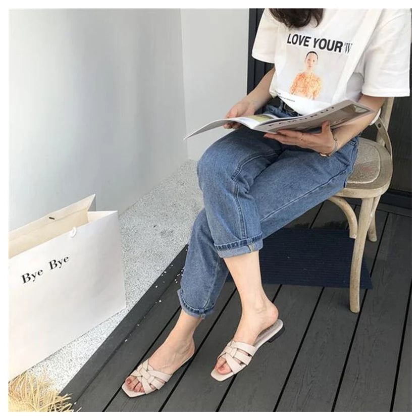 DONLEE QUEEN Frauen Marke Hausschuhe Sommer Slides Offene Zehe Flach Casual Schuhe Freizeit Sandale Weiblich Strand Flip Flops Große Größe 35-41