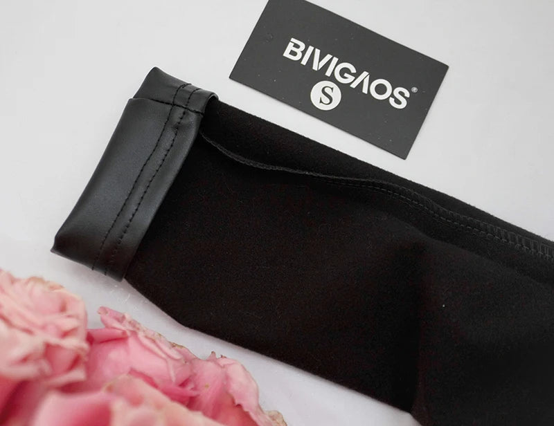 BIVIGAOS Mode PU-Leder Leggings - Hohe Taille, Fleece, S-XL