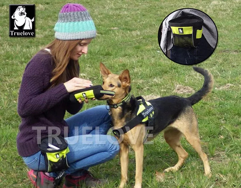 Truelove Tragbar Reise Hund Snack 2025: Leckerli Tasche Reflektierend 3M Oxford - Haustier Training Clip-on Beutel Gürtel Kot Spender 500ml-1.5L Orange Gelb