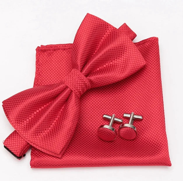 Mens Tie Set Bowtie Cravat Cufflinks Fashion Butterfly Party Wedding Bow Ties for Men Girls Candy Solid Color Bowknot Wholesale