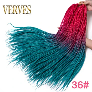 VERVES Crochet Braids Sintetice 24 inch Box Braid 22 Rădăcini/Buc Extensii de Păr Ombre Împletitură de Păr Fibră Călduroasă Împletitură Vrac Roz, Negru