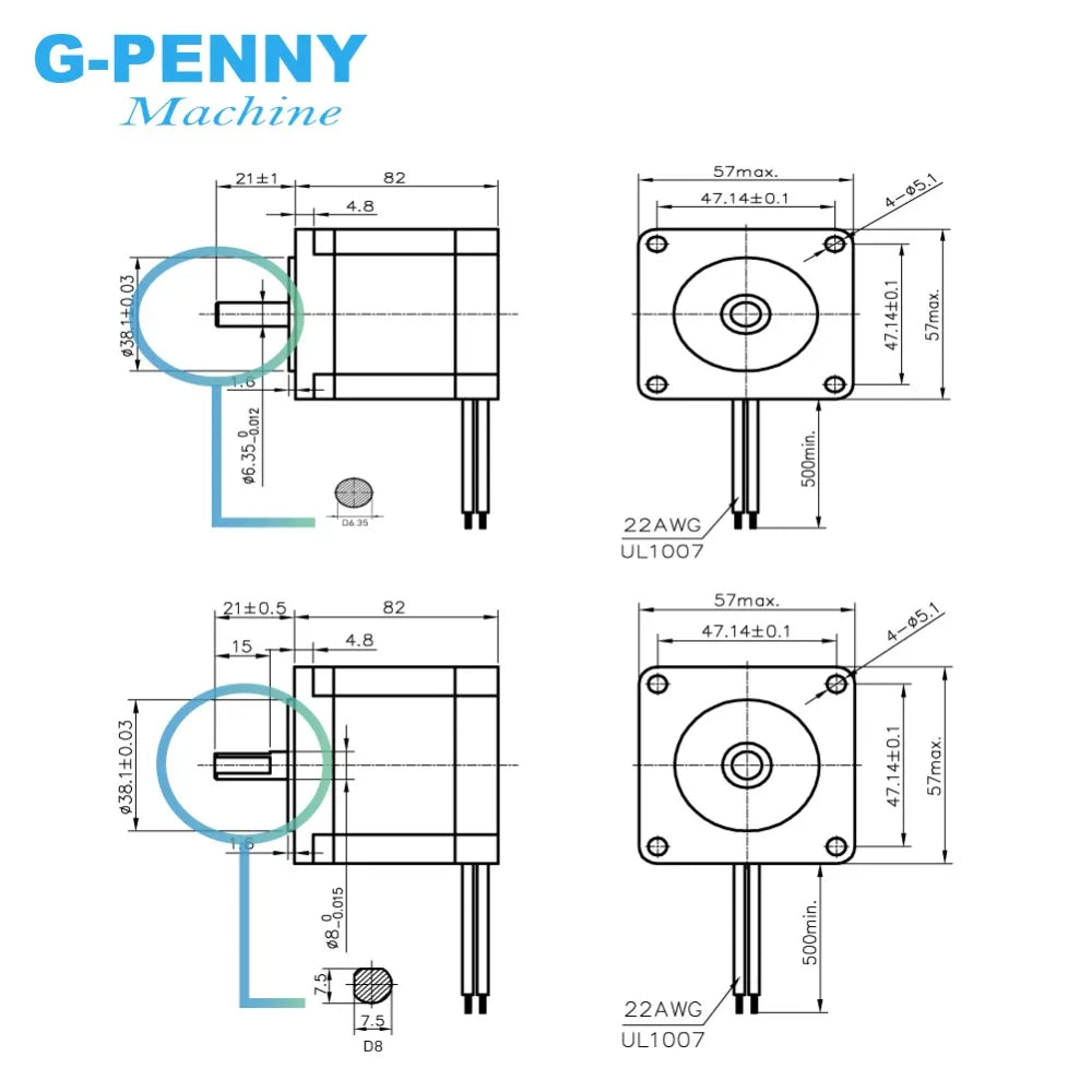 NEMA 23 CNC Stepper motor 57x82mm 3A 2.2N.m D=8mm 6.35mm 315Oz-in Nema23 CNC Router Engraving milling machine 3D printer