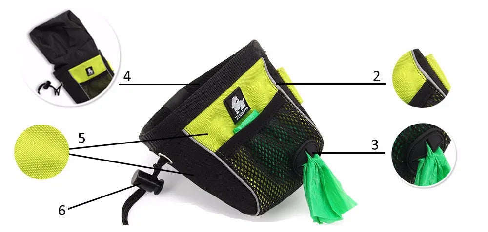 Truelove Tragbar Reise Hund Snack 2025: Leckerli Tasche Reflektierend 3M Oxford - Haustier Training Clip-on Beutel Gürtel Kot Spender 500ml-1.5L Orange Gelb