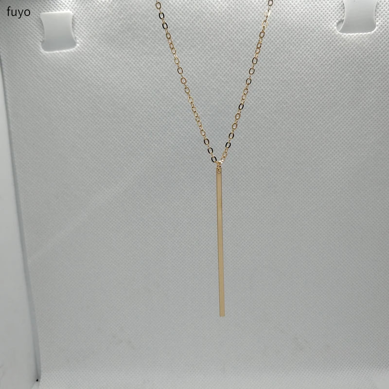 Fashion Stick Pendant Bar Long Necklace Hollow Girl Link Chain Copper Square Necklaces Long Strip Jewelry for Women Best Gift