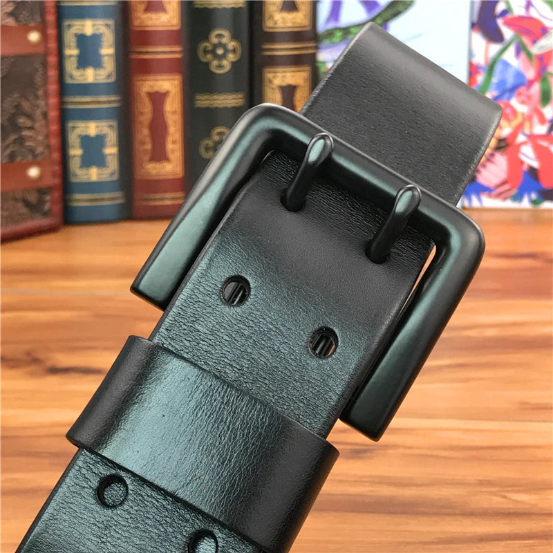 Herren Ledergürtel 2025 - Super Wide 4.2CM Luxury Thick Genuine Leather Double Buckle