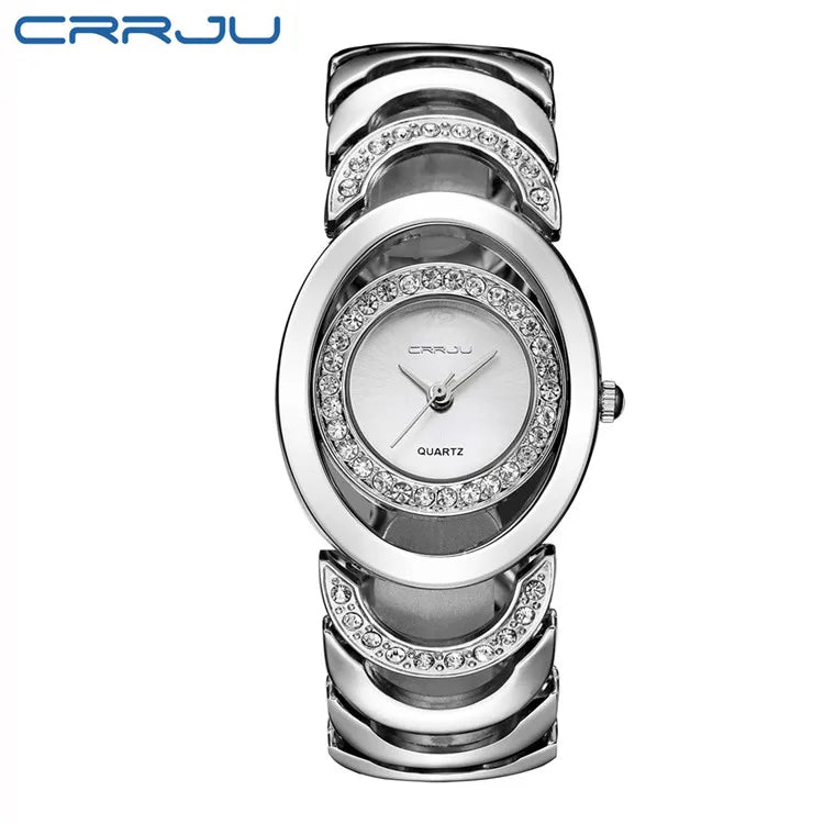 Damen-Uhr 2025: CRRJU Gold Watch Women Luxury Brand bracelet Ladies Quartz-Watch - Gifts For Girl Full Stainless Steel Rhinestone wristwatches whatch Collection