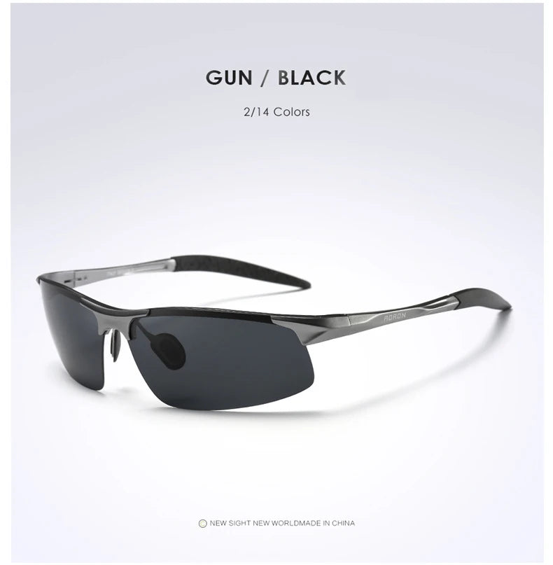 AORON Fahr-Polarisierte Sonnenbrille Herren Aluminium Magnesium Rahmen Sport Sonnenbrille Fahrer Retro Brille UV400 Anti-Blend