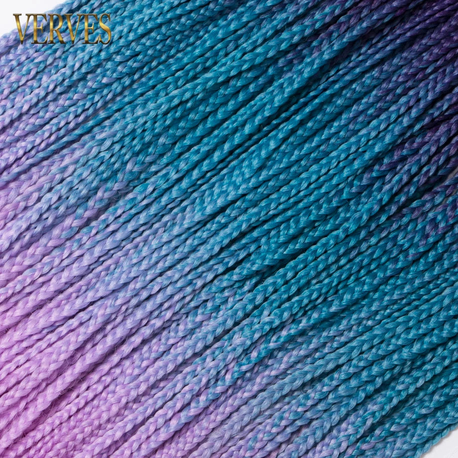 VERVES Crochet Braids Synthetic 24 inch Box Braid 22 Roots/Pcs Ombre Braiding Hair Extensions Heat Fiber Bulk Braid Pink,Black