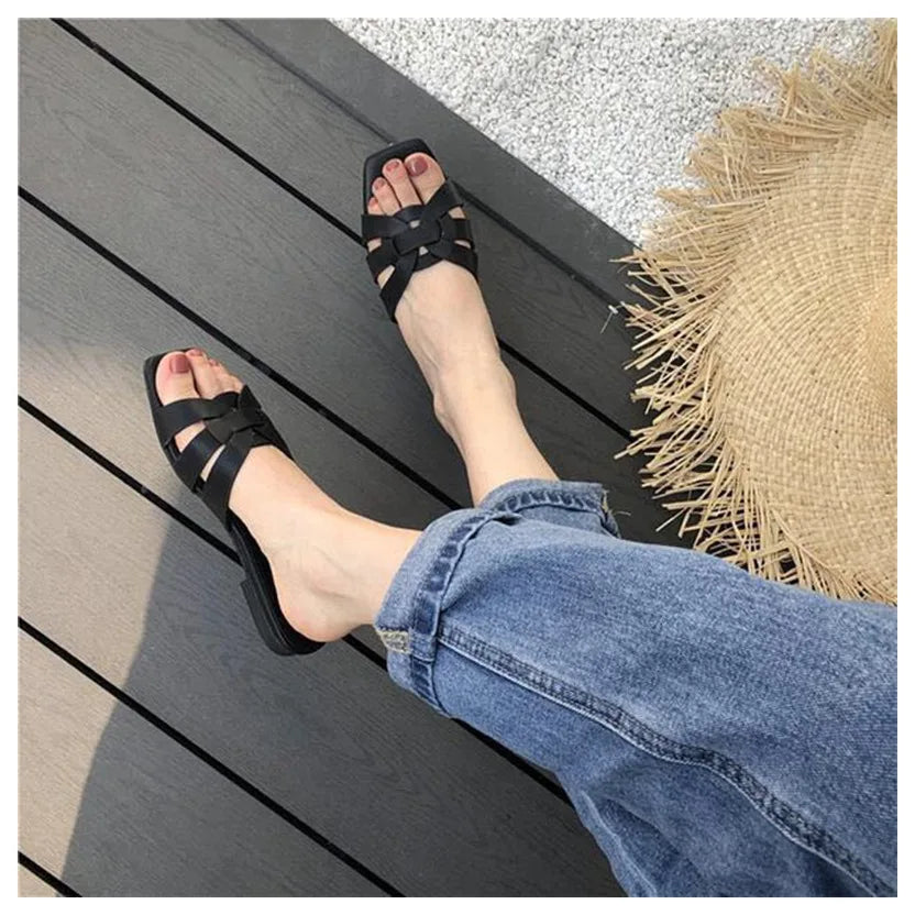 DONLEE QUEEN Frauen Marke Hausschuhe Sommer Slides Offene Zehe Flach Casual Schuhe Freizeit Sandale Weiblich Strand Flip Flops Große Größe 35-41
