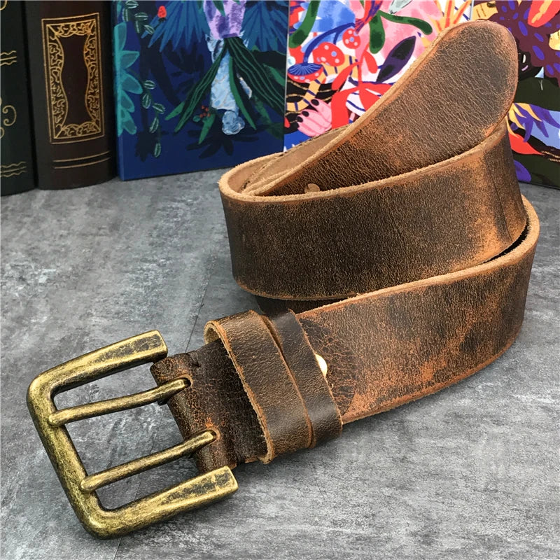 Herren Ledergürtel 2025 - Super Wide 4.2CM Luxury Thick Genuine Leather Double Buckle
