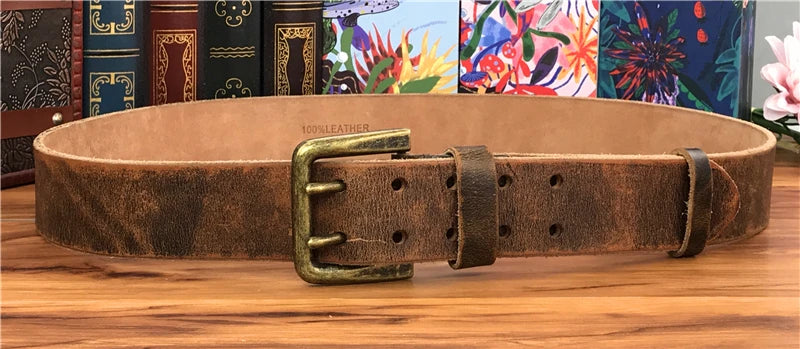 Herren Ledergürtel 2025 - Super Wide 4.2CM Luxury Thick Genuine Leather Double Buckle