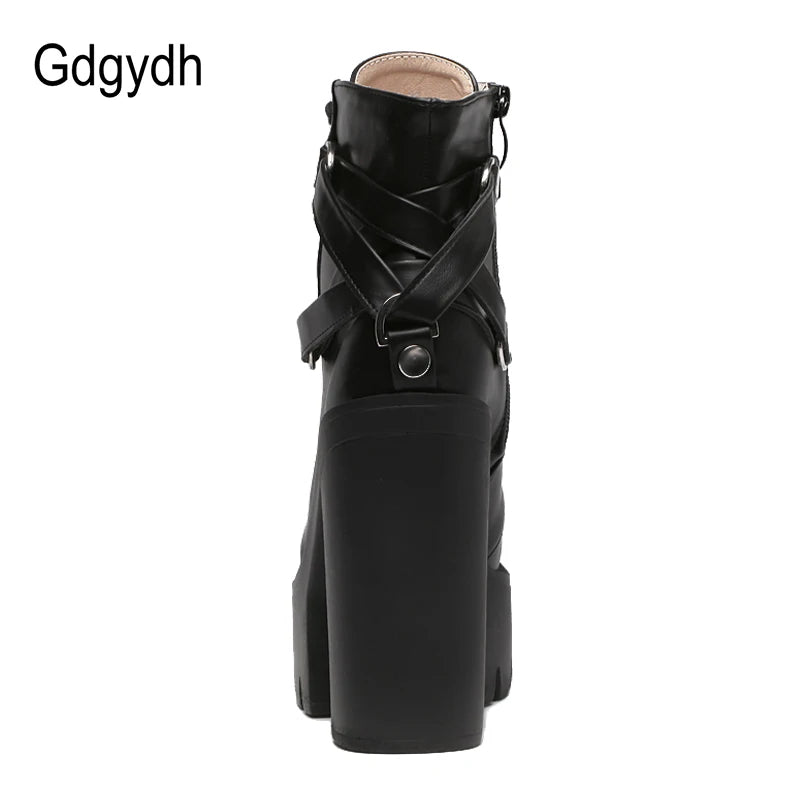 Gdgydh Mode Stiefel Plateau Leder - Damen Gr.35-42, 10cm