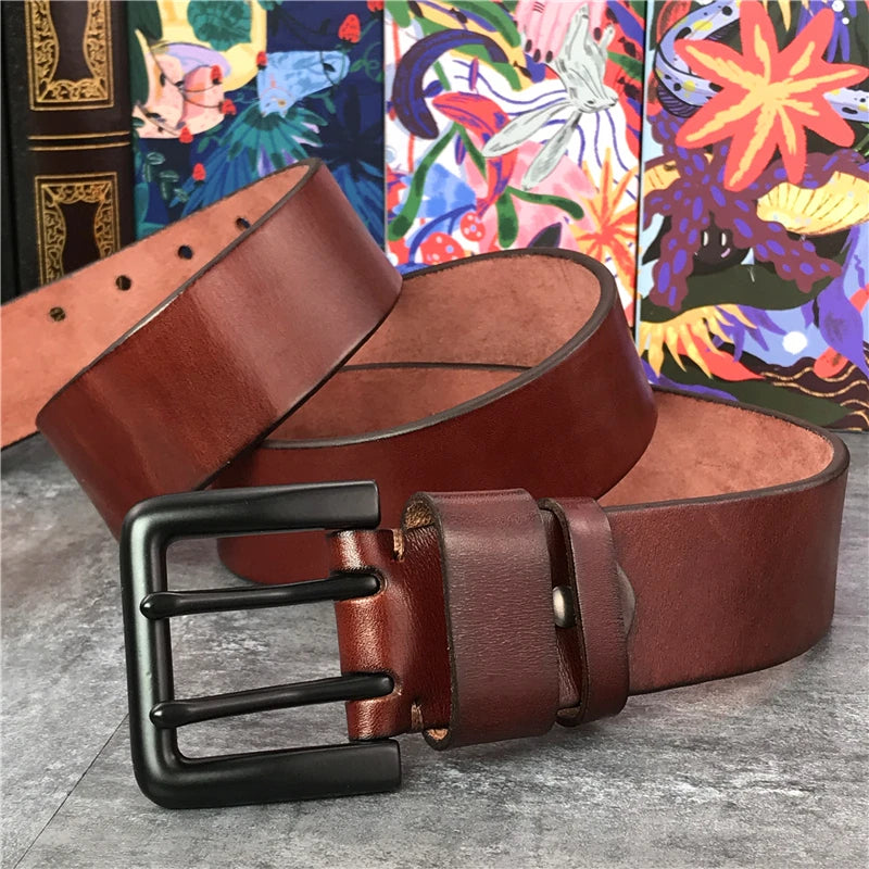 Herren Ledergürtel 2025 - Super Wide 4.2CM Luxury Thick Genuine Leather Double Buckle