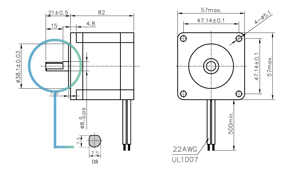 NEMA 23 CNC Stepper motor 57x82mm 3A 2.2N.m D=8mm 6.35mm 315Oz-in Nema23 CNC Router Engraving milling machine 3D printer
