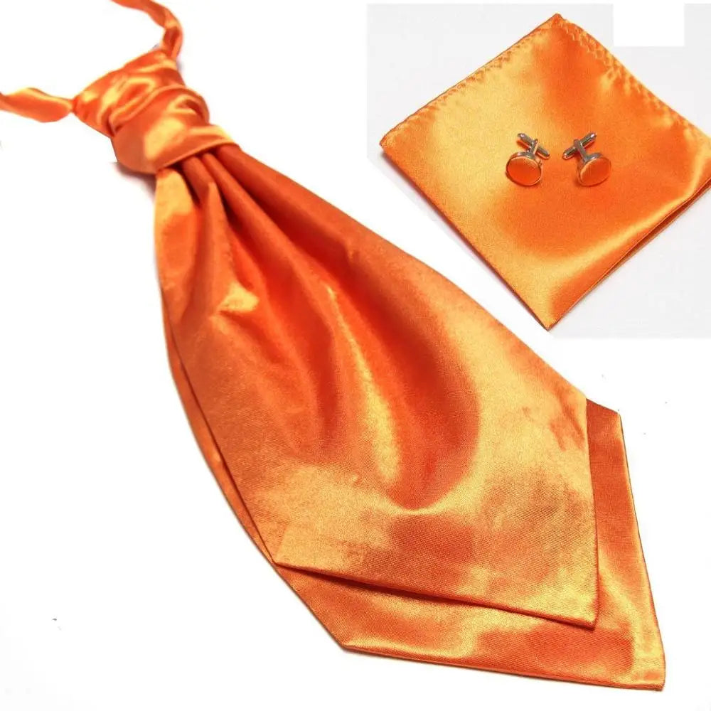 HOOYI 2019 cheap solid men's neck tie set Hanky cufflinks fashion necktie cravate ascot neckwear neckcloth Pocket square