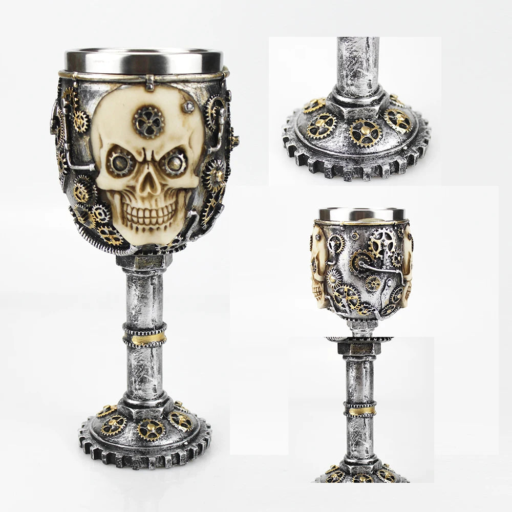 Gothic Wine Goblet Contain Dragon Claw Viking Skeleton Retro Stainless Steel&Resin Wine Glass BEST Halloween Gifts Bar Drinkware