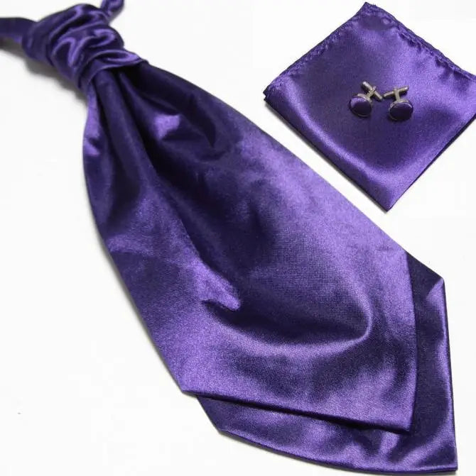 HOOYI 2019 cheap solid men's neck tie set Hanky cufflinks fashion necktie cravate ascot neckwear neckcloth Pocket square