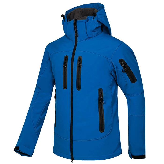 Wasserdichter Softshell-Mantel für Männer mit Custom-Print - Outdoor-Hoodie für Hiking, Skiing und Camping
