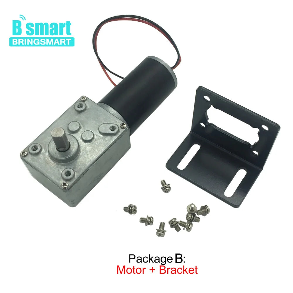 Worm Gear Motor 12V 24V Reversed 12-470rpm DC Motor High Torque 3.4-70kg Self-Lock For Curtain Machine Customized Home Equipment