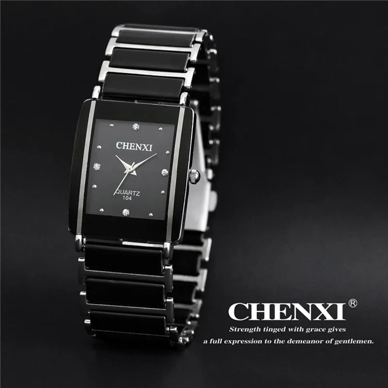 Luxury Brand CHENXI Elegant Women Watch Rhinestone White Silver Simple Stylish Ceramics Bracelet Quartz Casual Lady Wristwatch